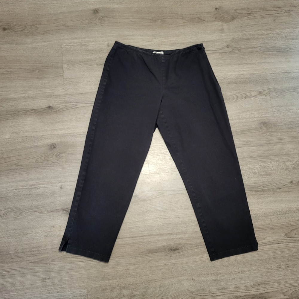 Eileen Fisher Black Cropped Organic Cotton‎ Pants Casual Office size Medium